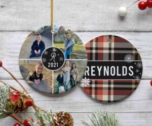 Plaid Family Pictures Christmas Ornament