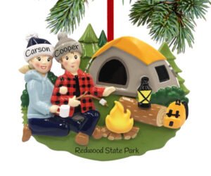 Camp Fire Family Personalized Ornament - 2, 3, 4, 5 Family Members