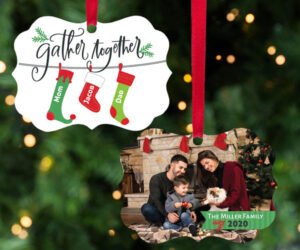 Stocking Family Photo - 3, 4 , 5, or 6 Personalized Christmas Ornament