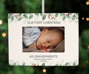 Grandparents First Christmas Personalized Photo Frame Ornament