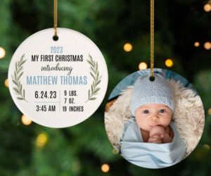 Baby Boy Birth Stats Christmas Ornament