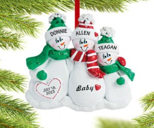 Pregnant Snowman Family Personalized Ornament