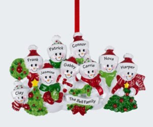 Snowmen with Banner Family Personalized Ornament