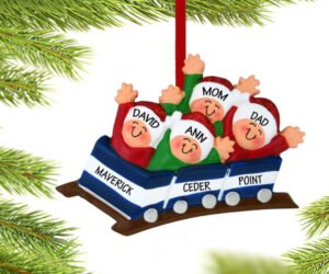 Roller Coaster Family of 4 Ornament