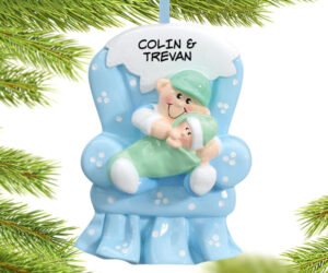 Big Brother with Baby in Blue Armchair Ornament