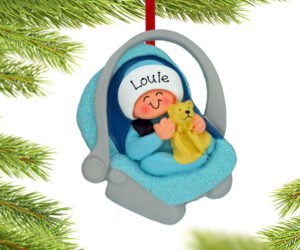 Baby Girl or Boy in Carrier Personalized Ornament