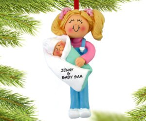 Big Sister Holding Baby Christmas Ornament