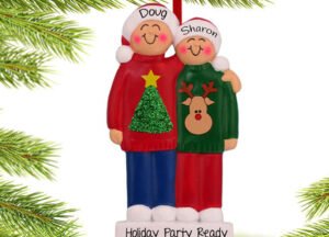 custom personalized ugly christmas sweater couple christmas ornament – Christmas ornament, holiday tree decoration or gift