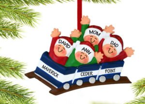 Roller Coaster Family of 4 Ornament