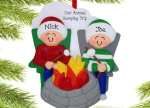 holiday personalized firepit couple christmas ornament – Christmas ornament, holiday tree decoration or gift