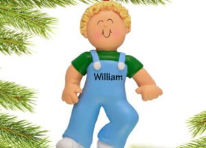 engraved personalized baby's first steps boy christmas ornament – Christmas ornament, holiday tree decoration or gift