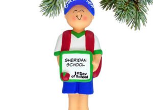 custom personalized first day of school boy christmas ornament – Christmas ornament, holiday tree decoration or gift