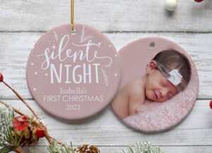 holiday personalized baby's first christmas silent night christmas ornament – Christmas ornament, holiday tree decoration or