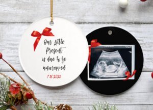 holiday personalized sonogram christmas ornament – Christmas ornament, holiday tree decoration or gift