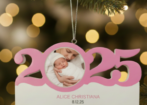 Personalized It's a Girl with Photo Christmas Ornament