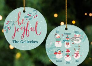 personalized personalized family of 6 be joyful christmas ornament – Christmas ornament, holiday tree decoration or gift