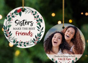 engraved personalized sisters christmas ornament – Christmas ornament, holiday tree decoration or gift