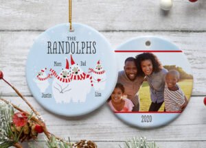 custom personalized polar bear family of 3 photo christmas ornament – Christmas ornament, holiday tree decoration or gift
