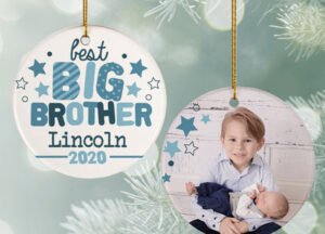 custom personalized best big brother photo christmas ornament – Christmas ornament, holiday tree decoration or gift