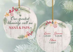 keepsake personalized grandkids greatest blessing christmas ornament – Christmas ornament, holiday tree decoration or gift