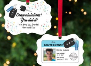 decorative personalized congratulations! new driver boy christmas ornament – Christmas ornament, holiday tree decoration or g