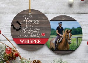 holiday personalized horses leave hoofprints on your heart christmas ornament – Christmas ornament, holiday tree decoration o