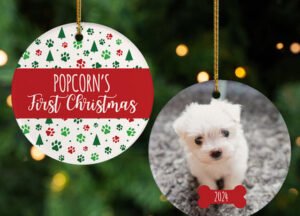 keepsake personalized pet's first christmas christmas ornament – Christmas ornament, holiday tree decoration or gift