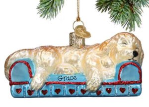 engraved personalized sleepy doodle dog christmas ornament – Christmas ornament, holiday tree decoration or gift