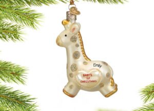 engraved personalized glass baby giraffe christmas ornament – Christmas ornament, holiday tree decoration or gift
