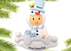 personalized personalized baby boy in snowman outfit christmas ornament – Christmas ornament, holiday tree decoration or gift