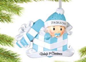 decorative personalized baby boy first christmas present christmas ornament – Christmas ornament, holiday tree decoration or