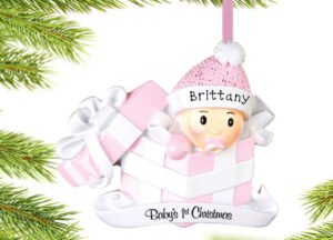 personalized personalized baby girl first christmas present christmas ornament – Christmas ornament, holiday tree decoration