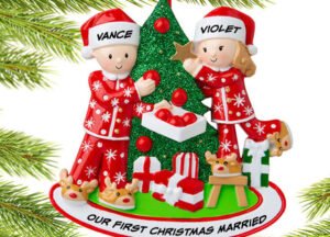 engraved personalized couple decorating the tree christmas ornament – Christmas ornament, holiday tree decoration or gift