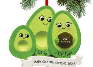personalized personalized expecting avocado family of 3 christmas ornament – Christmas ornament, holiday tree decoration or g