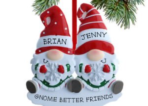 engraved personalized gnome couple christmas ornament – Christmas ornament, holiday tree decoration or gift