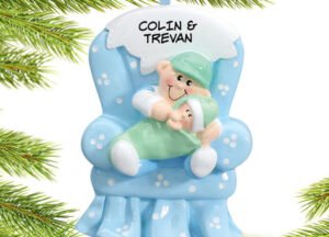personalized personalized big brother with baby in blue armchair christmas ornament – Christmas ornament, holiday tree decora