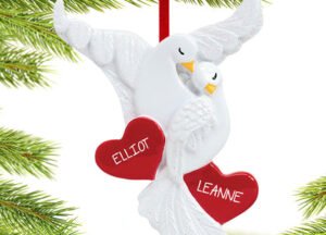 engraved personalized love doves couple christmas ornament – Christmas ornament, holiday tree decoration or gift
