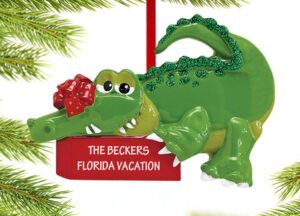 keepsake personalized green alligator christmas ornament – Christmas ornament, holiday tree decoration or gift