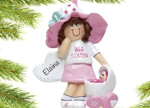 engraved personalized big sister with dolly baby buggy christmas ornament – Christmas ornament, holiday tree decoration or gi