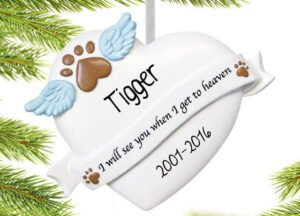 custom personalized pet memorial heart christmas ornament – Christmas ornament, holiday tree decoration or gift