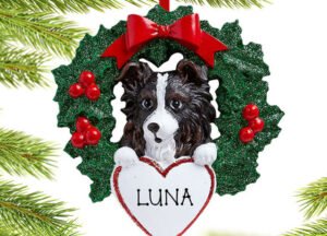 personalized personalized australian shepherd dog with wreath christmas ornament – Christmas ornament, holiday tree decoratio