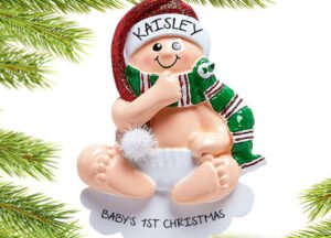 decorative personalized christmas baby christmas ornament – Christmas ornament, holiday tree decoration or gift