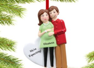 custom personalized pregnancy couple christmas ornament – Christmas ornament, holiday tree decoration or gift