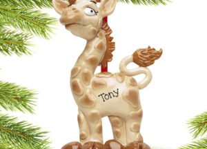 holiday personalized giraffe christmas ornament – Christmas ornament, holiday tree decoration or gift