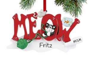 custom personalized meow cat letters christmas ornament – Christmas ornament, holiday tree decoration or gift