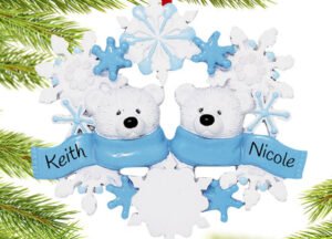 decorative personalized snowflake polar bears 2 christmas ornament – Christmas ornament, holiday tree decoration or gift