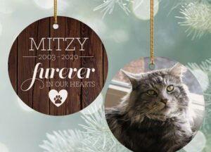 personalized personalized 'furever in my heart' cat memorial christmas ornament – Christmas ornament, holiday tree decoration