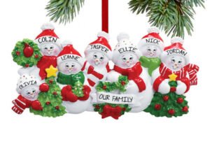 Snowmen with Banner Family of 7 Ornament